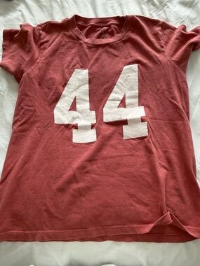 Brandy Melville Dusty Rose Short Sleeve Tee with White '44' Graphic